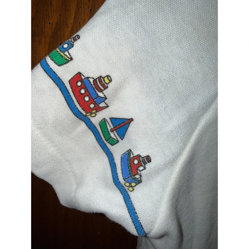 Vintage OshKosh B'gosh Baby Polo Shirt 12 Mos Made USA Nautical Boats 80s 90s